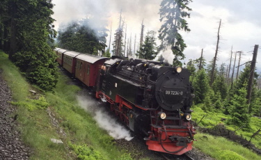 Zug der HSB auf dem Weg zum Gipfel